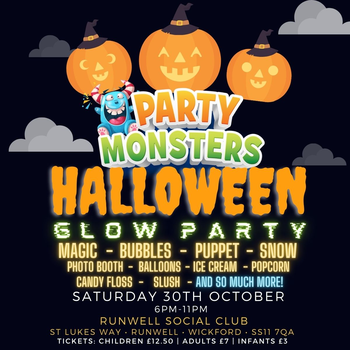 Halloween Glow In The Dark Party - Runwell Social Club Wickford